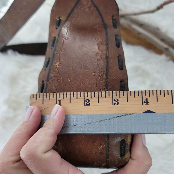 Vintage leather hand tooled shoulder bag 70s - Picture 3 of 13